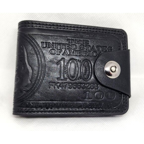 Black Faux Leather US Dollar Wallet: Multi-card Slots, Magnetic Snap Closure - Picture 7 of 13